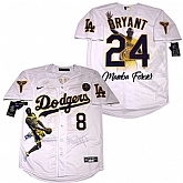 Dodgers 8 & 24 Kobe Bryant Nike White Portrait Commemorative Edition Cool Base Jersey,baseball caps,new era cap wholesale,wholesale hats